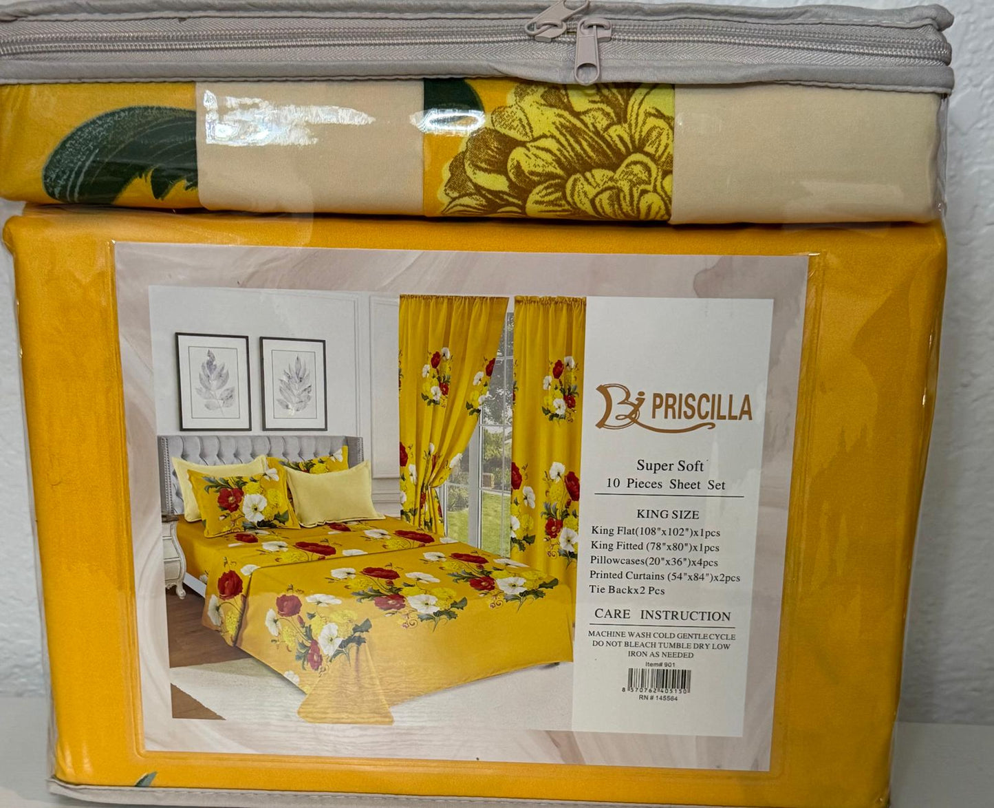 3 in 1 Bedsheets pillows cases and curtain 10 pcs