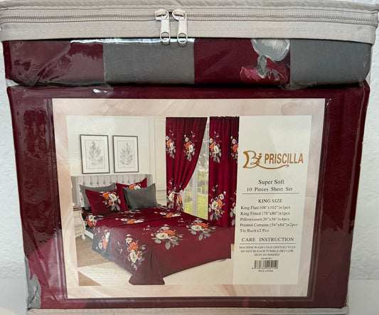 3 in 1 Bedsheets pillows cases and curtain 10 pcs