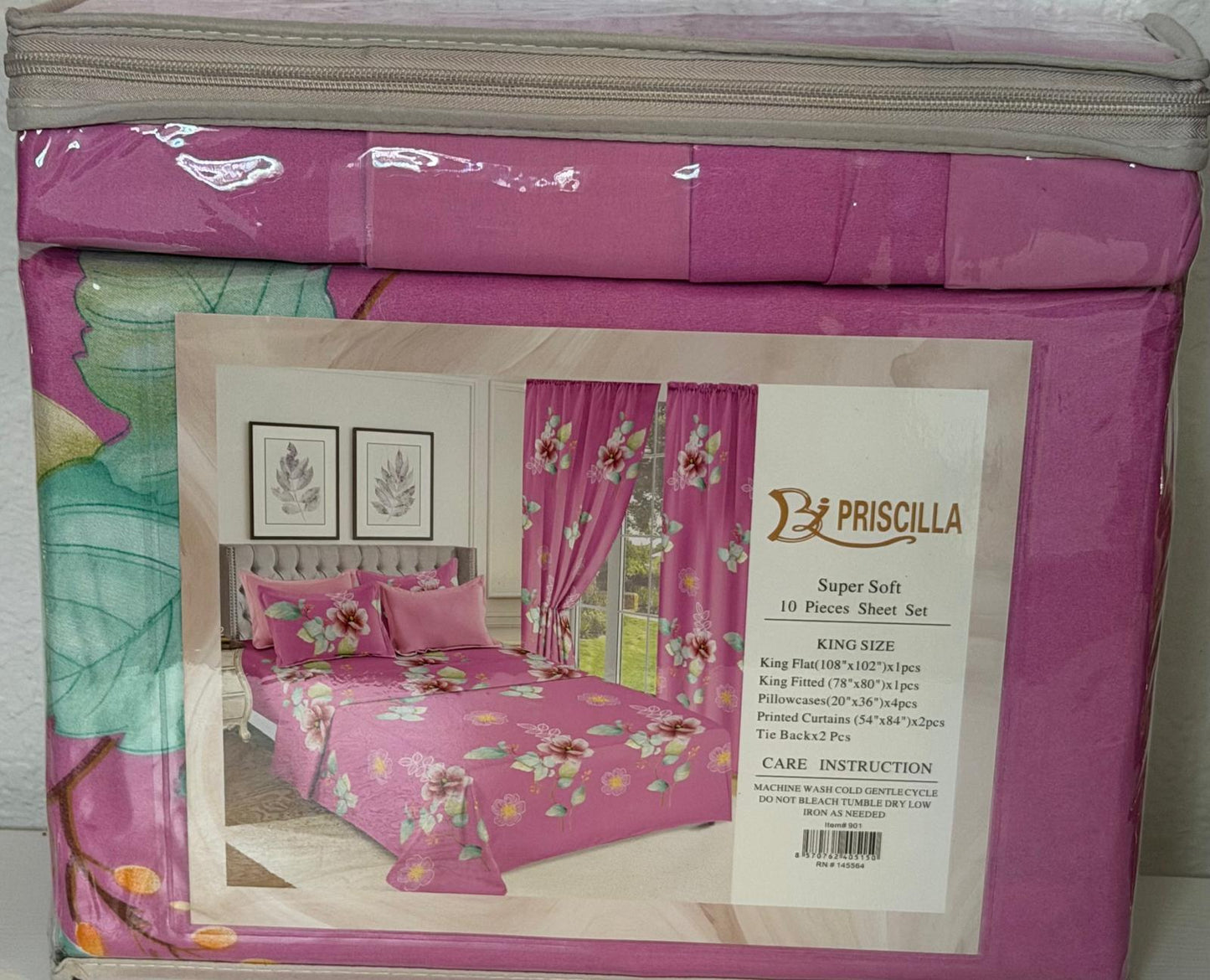 3 in 1 Bedsheets pillows cases and curtain 10 pcs